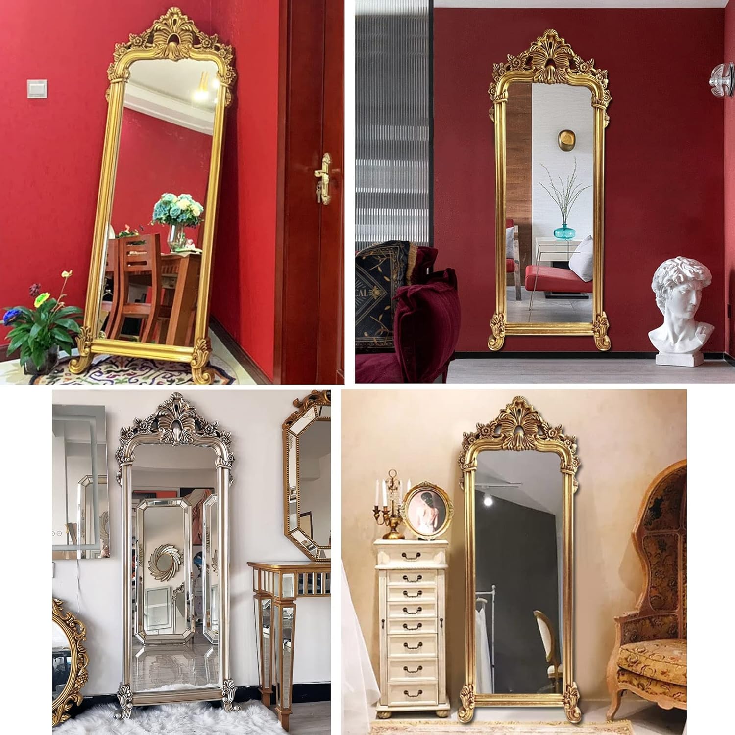 中古】大型鏡 全身鏡 金縁 アンティーク おしゃっれ モダン 楽天市場